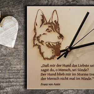 Uhr "Hund Spruch"